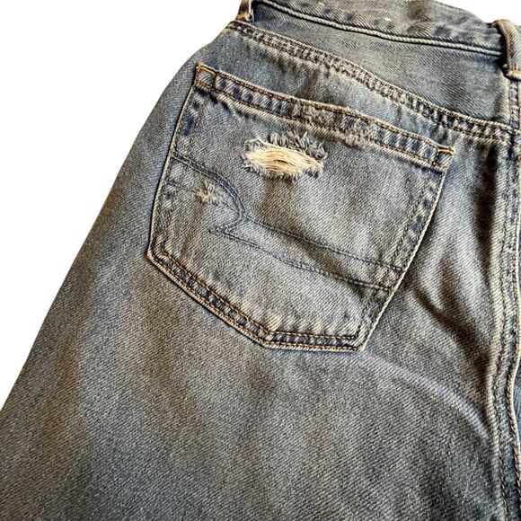 American Eagle Jean Shorts Junior 0  Blue High Rise Distressed Cotton (Sz0 W26) - Picture 13 of 14